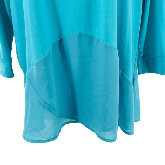 Mountain Mamas Aqua Long Sleeve Knit Peplum Chiffon Essential Tunic Top S/M - Picture 2 of 8